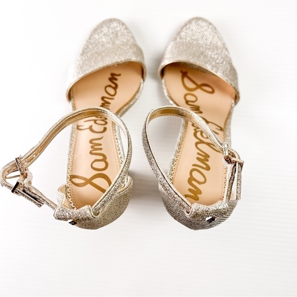 Sam Edelman Heel Sandals womens 10.5 Ankle Strap Open Toe Yaro Gold Mesh Heel - Picture 5 of 12